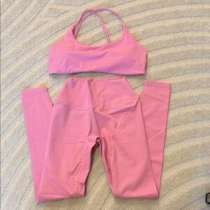 Pink Women's Leggings and Sports Bra Set